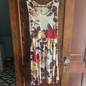 LuLaRoe Floral Nicki Dress - Red and Cream